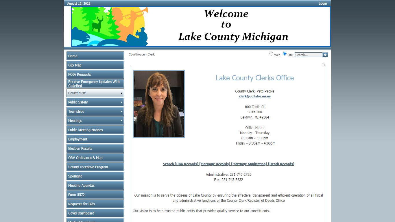 Lake County-Michigan > Courthouse > Clerk